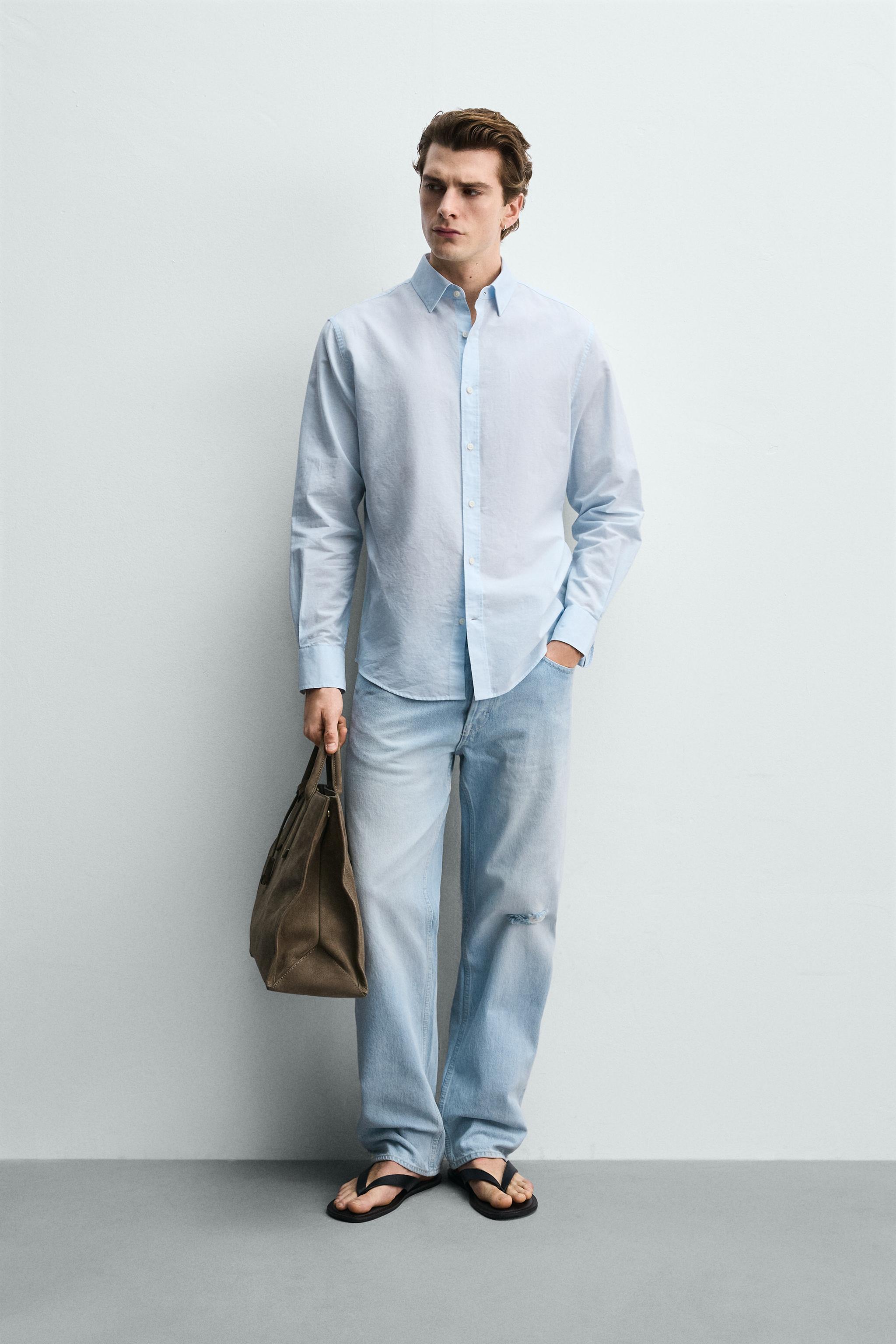 REGULAR FIT COTTON-LINEN SHIRT